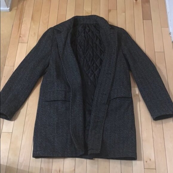 Vizoni man gray zip front dress coat with removable turtleneck size 40 - Picture 4 of 11